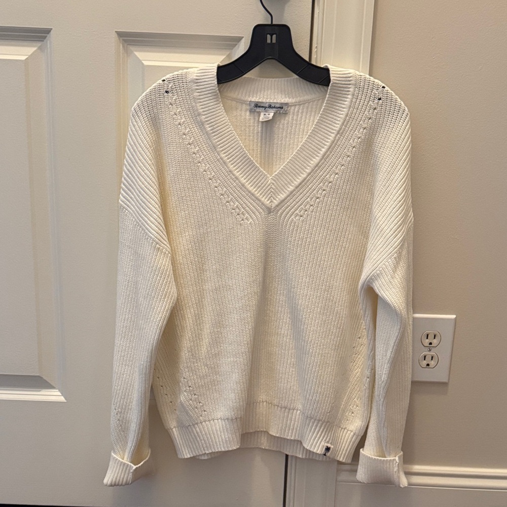 Tommy Bahama White V-Neck Sweater